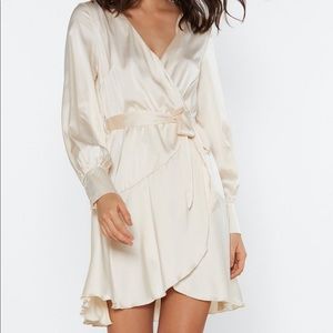 Nasty Gal Touch Base Wrap Satin Dress